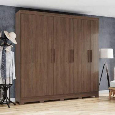Imagem de Guarda-Roupa Casal 8 Portas 4 Gavetas B51 Briz Henn Roupeiro, Castanho