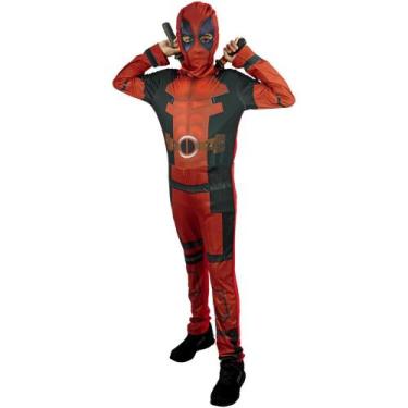 Imagem de Fantasia Deadpool Infantil longa Com Gorro - Fantasias Carol EF, M 5 -