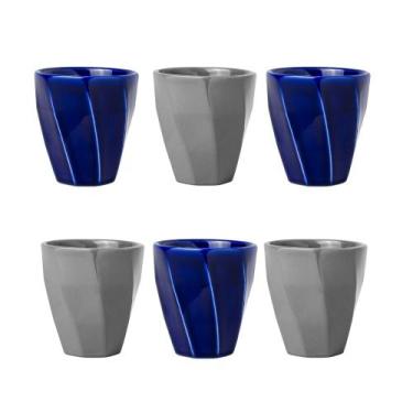 Imagem de Jogo 6 un. Copo Cerâmica Louça 260ml Café Leite Chá Água Porta Objetos