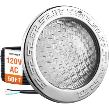 Imagem de SURAIELEC Luzes LED para piscina de 10 polegadas 120 V para piscina enterrada, luz de piscina interna branca fria de 5000 lúmens, LED de 50 W (equivalente a 500 W), serve para nichos molhados de 25,4