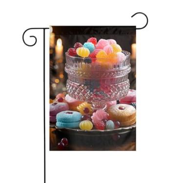 Imagem de Bandeiras de jardim 30 × 45 cm Bandeira vertical dupla face para jardim de jardim bandeira de jardim de inverno para doces externos na mesa bandeira externa para todas as estações bandeira decorativa