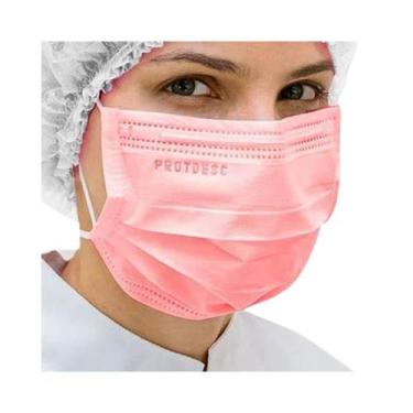 Imagem de Máscara Cirúrgica Tripla com Elástico 50UN - Protdesc, Rosa