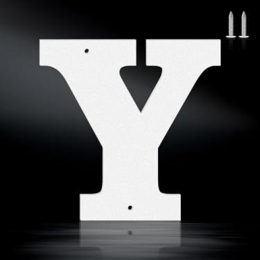 Imagem de Letras brancas à prova de ferrugem de 15 cm, números de endereço de metal resistente para casa, números 0-9 à prova de intempéries e letras de metal A-Z ao ar livre para porta, portão, caixa de