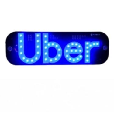 Imagem de Placa LED com Ventosa Motorista de Aplicativo Identificação Carro Letreiro Luminoso Painel Sinalização Vidro Para-brisa LED - Azul