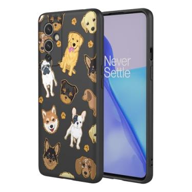 Imagem de HTXWXJC Capa de telefone para OnePlus 9, LE2113 LE2111 LE2110 Capa à prova de choque flexível bumper TPU capa macia com padrão de cachorro para OnePlus 9 Black Dog