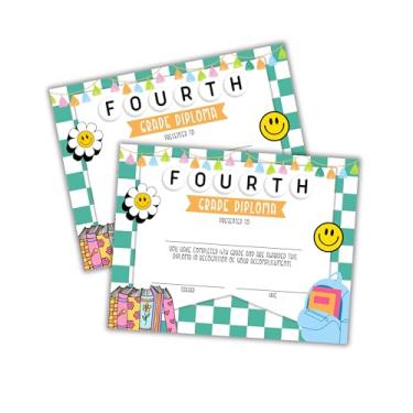 Imagem de Certificado de graduação de diploma de quarta série pacote com 30 pulseiras de amizade 21,6 x 28 cm Superlatives Class Awards Achievement Completion Recognition Teachers 4th