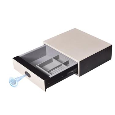 Imagem de Cofre biométrico de joias, cofre para armas de couro, envolto em couro, bloqueio de impressão digital de acesso