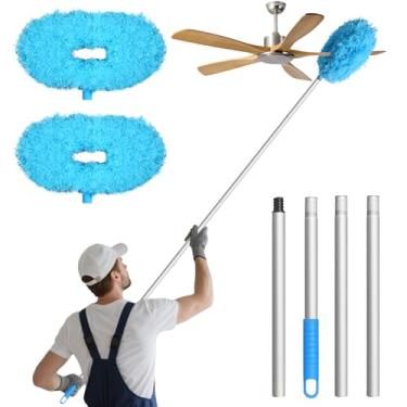 Imagem de Eunice Espanador de ventilador de teto com haste de extensão, lâmina de limpeza de ventilador ajustável e removível para teto alto, limpador de ventilador para móveis de porta de janela (azul - 2