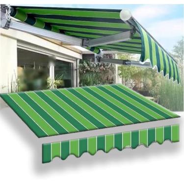 Imagem de Toldo Retrátil Tecido Capa De Proteção Solar Uv Pano De Substituição De Guarda-sol Ao Ar Livre Canopy Lona De Substituição Para Pátio Deck Mercado Café Janela Toldo, Green, (11x8ft)3.3X2.4M