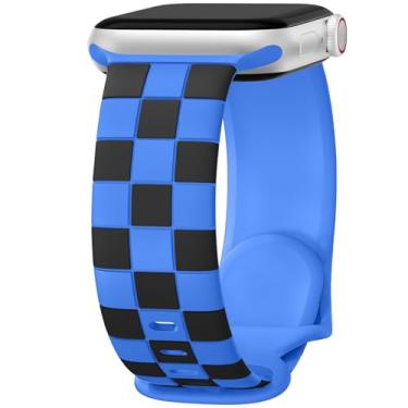 Imagem de DaQin Pulseira masculina quadriculada compatível com Apple Watch séries 10, SE, 9, 8, 7, 6, 5, 4, 3, 2 e Ultra 2 de 44 mm, 45 mm, 46 mm, 49 mm, 49 mm, 4