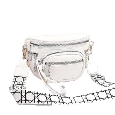 Imagem de Pochete de couro para mulheres e homens, bolsa tiracolo moderna, bolsa de viagem, sela branca