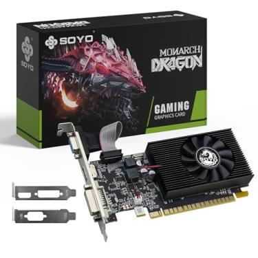 Imagem de SOYO Placa gráfica Geforce GT 740 de perfil baixo, placa de vídeo DDR3 de 4 GB de 128 bits com HDMI VGA DVI PCI Express x16 3.0 GPU de computador com ventilador único