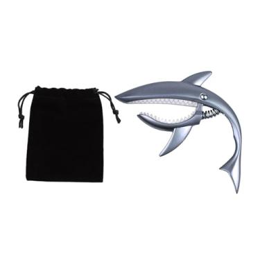 Imagem de YIJU Capotraste Shark para guitarra, portátil, acessório para guitarra, capotraste de mola de liga de zinco, para violões clássicos, bandolim, baixo, Prata Fosca