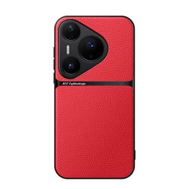Imagem de Kepuch Capa para Huawei Pura 80 Pro - Litchi Grano Case Placa de Metal Embutida - Vermelho