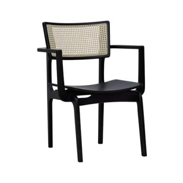 Imagem de Cadeira Apollo Madeira Maciça com Braço Encosto Telinha Assento Anatômico - Preto - Madeira