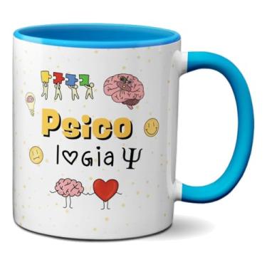 Imagem de Caneca Psicologia Símbolos Profissão Criativa Psicólogos (Azul)