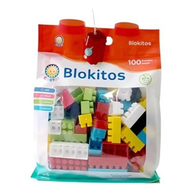 Imagem de Brinquedo Educativo Blocos de Montar Kitstar Blokitos 100 Peças – Criatividade, Coordenação Motora e Aprendizado Divertido.