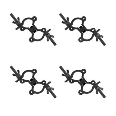 Imagem de Pacote com 4 grampos de iluminação de palco para grampo de treliça para luzes, grampos de acoplador duplo giratório de 35 a 45 mm para treliça de iluminação, carga de 100 kg de ganchos de andaime