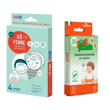 Imagem de KIT Xô Febre Alivio  Adesivo Post Picada Inseto Bebê Likluc Alívio