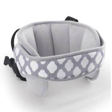 Imagem de Apoio De Cabeca Pescoco Faixa Ajustavel Protecao Bebe Crianca Almofada Viagem Carro Cinza