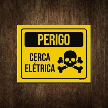Imagem de Placa De Sinalização Aviso Perigo Cerca Elétrica 27X35 - Sinalizo