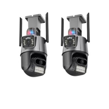 Imagem de Kit 2 Câmeras de Segurança Wi-Fi 4K Externa com Visão Noturna, Luz e Resistência Vigilância Externa com Dupla Lente, Luz Policial e Sirene
