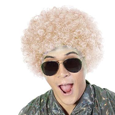 Imagem de Peruca de palhaço sintético Afro fofa para homens e mulheres, cosplay Anime Party Natal Halloween Fancy Funny Wigs (Loira)