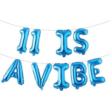 Imagem de Eleven is a Vide Birthday Decor Balloon Banner Groovy 11th Birthday Party Decor Retro Rainbow Balloon Hippie 70s 11th Bday Supplies for Girl Retro Hippie Party (11 IS A VIBE Blue)