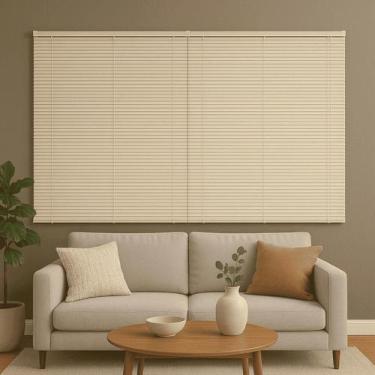 Imagem de Persiana Horizontal PVC 25mm BLOCK 240larg x 160alt Bege (2pçs) - Top 
