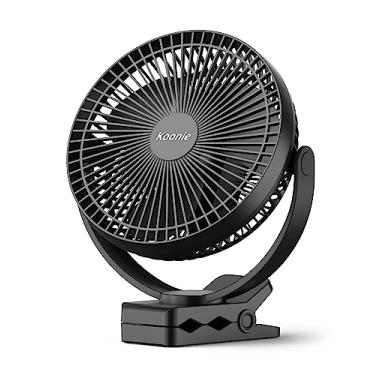 Imagem de Koonie Ventilador de mesa recarregável de 10000 mAh, ventilador com clipe operado por bateria de 20 cm, ventilador USB, 4 velocidades, fluxo de ar forte, braçadeira resistente para carrinho de golfe