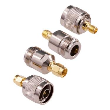 Imagem de Yuelulala 4 peças RPSMA para N macho fêmea adaptador coaxial RF conector adaptador coaxial (Y60-4)
