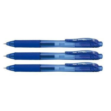 Imagem de Kit Pentel Caneta Retrátil Energel BLN105 Azul x 3 unidades