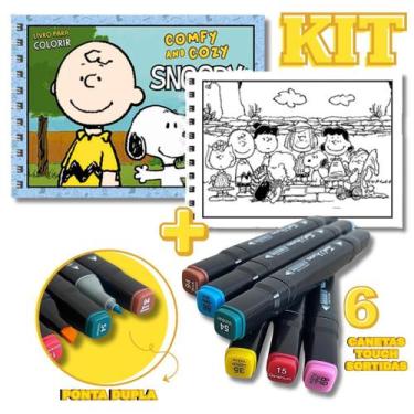 Imagem de KIT com Livro de Colorir Comfy e Cozy - SNOOPY + 6 Canetas Touch Ponta