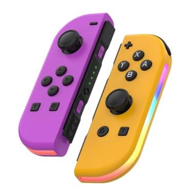 Imagem de Waillynice Wireless RGB Joy-Con Controller for Switch/OLED, Vibration Motion Sensor, Bluetooth, Type-C, 12 Color Options (Orange purple)