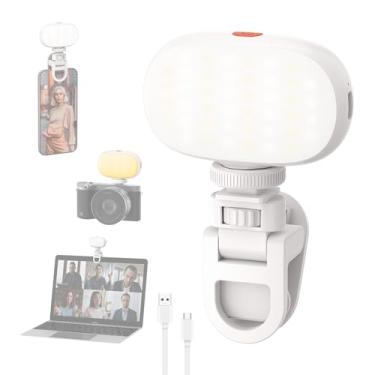 Imagem de Smiling Shark Mini luz vídeo, portátil LED luzes câmara com clipe e sapato frio recarregável regulável 3 cores luz CRI 95 portátil câmara Fill Light para foto câmara vídeo telefone Selfie