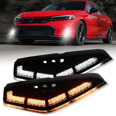 Imagem de ZDEERAOTO Kit de recursos de lâmpada de seta sequencial âmbar DRL para Honda Civic 2025 Sedan Si 2025 Sedan Si 2025 e acessórios de acabamento híbrido esportivo e esportivo, 2 peças