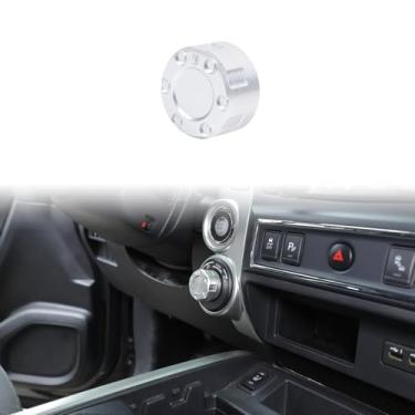 Imagem de Hudiriy Console central de carro 4WD capa de botão de interruptor de controle compatível com Nissan Titan 2016-2024 liga de alumínio 4WD capa protetora de decoração acessórios interiores (prata)
