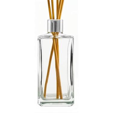 Imagem de 10 Frascos de Vidro para Aromatizador Difusor Aromatizante Tampa Luxo 250ml com Varetas Square(Prata)