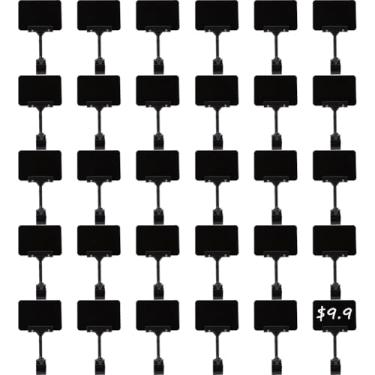 Imagem de DICOSMETIC 30 conjuntos de prendedores de etiquetas de preço clipe giratório pop placa giratória clipes de suporte de placa de plástico com quadro negro apagável para prateleira de mercadorias de