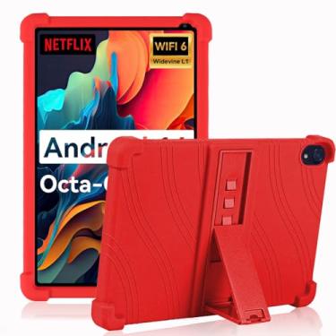 Imagem de ATOOZ Capa para tablet Urao 10.1 2024, capa infantil de silicone macio para tablet Urao 10 polegadas C107 com suporte (vermelho)