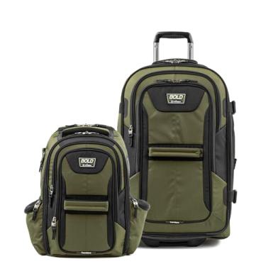 Imagem de Travelpro Bold Softside Conjunto de 2 peças expansível 2 rodas verticais médio bagagem/mochila, oliva/preto (conjunto de 2 peças, 17/25)