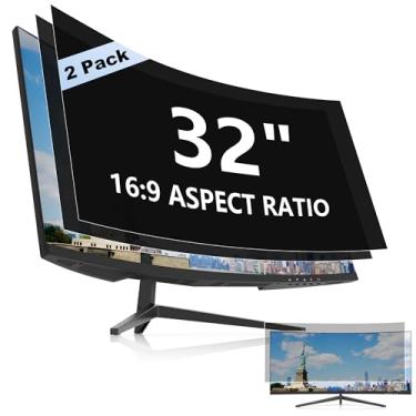 Imagem de Pacote com 2 telas de privacidade de 32 polegadas para monitor de computador proporção 16:9, protetor de luz azul antirreflexo, filtro protetor ocular removível - L x A: 27 7/20.3 cm x 15 11/40.6 cm