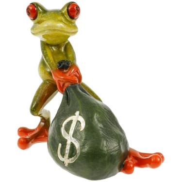 Imagem de ZFLYCANP Decoração de estatuetas de sapo, estatueta engraçada de sapo de resina sintética, enfeite de casa bonito para loja, escritório, quarto, estante de livros, mesa