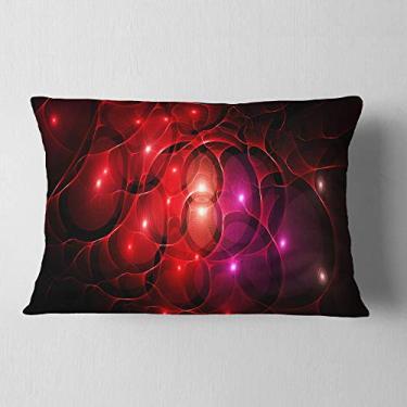 Imagem de Designart Red Fractal Space Circles abstratos para sala de estar, sofá, almofada + capa de almofada impressa em ambos os lados 30,5 x 50,8 cm