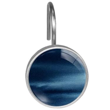 Imagem de Conjunto de 12 ganchos de cortina de chuveiro de metal à prova de ferrugem para cortinas, varões, anéis de cortina de chuveiro para banheiro, sala de estar, decoração de quarto