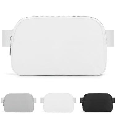 Imagem de Pochete preta para mulheres e homens, pochete elegante à prova d'água com alça ajustável para viagens, caminhadas, corrida, ciclismo (branca)