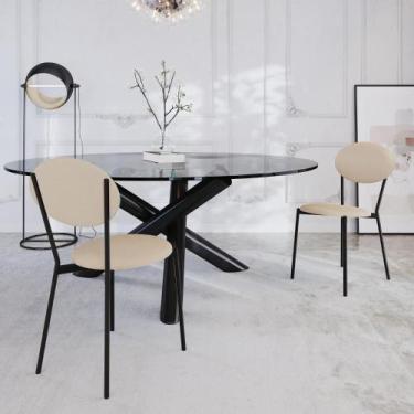 Imagem de Cadeira de Jantar Avulsa Vintage Elipse com Estrutura Preta - Metalig