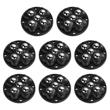 Imagem de Rodas autoadesivas, rolos giratórios de aço inoxidável de 360°, rolos de baixo perfil para aparelhos de cozinha (cafeteira, liquidificador), móveis, caixas de armazenamento, lixeira (preto-8 peças)