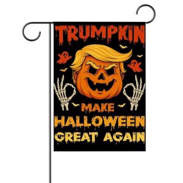 Imagem de Bandeiras engraçadas de abóbora para jardim de Halloween, 30,5 x 45,7 cm, dupla face, para recheios de cestos de boo, bandeiras de jardim fantasma para quintal, casa, decoração ao ar livre