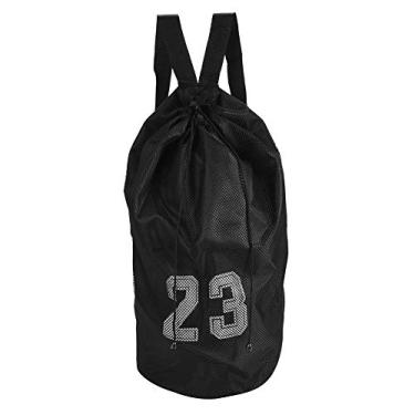 Imagem de Mochila de superfície de malha Qanyegn, mochila de malha exercitando, bolsa de cordão de ombro para basquete, futebol, futebol, treinamento esportivo (Preto)